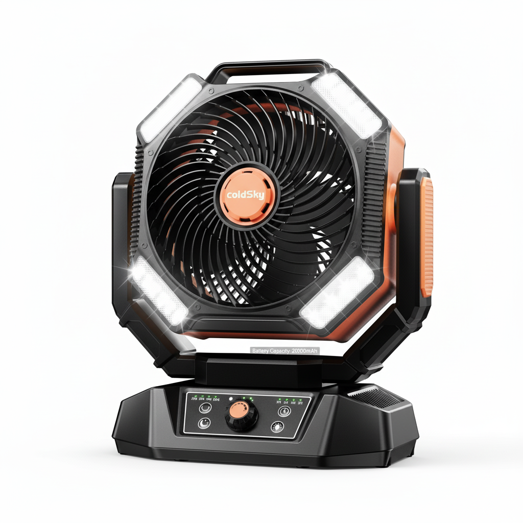 Ventilador Portátil com Lanterna LED – 20000mAh, 8 Velocidades