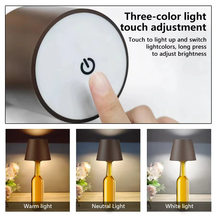 Wireless touch LED charging table lamp with 3-level dimming, suitable for bedside, dining room, bar, and desktop decoration