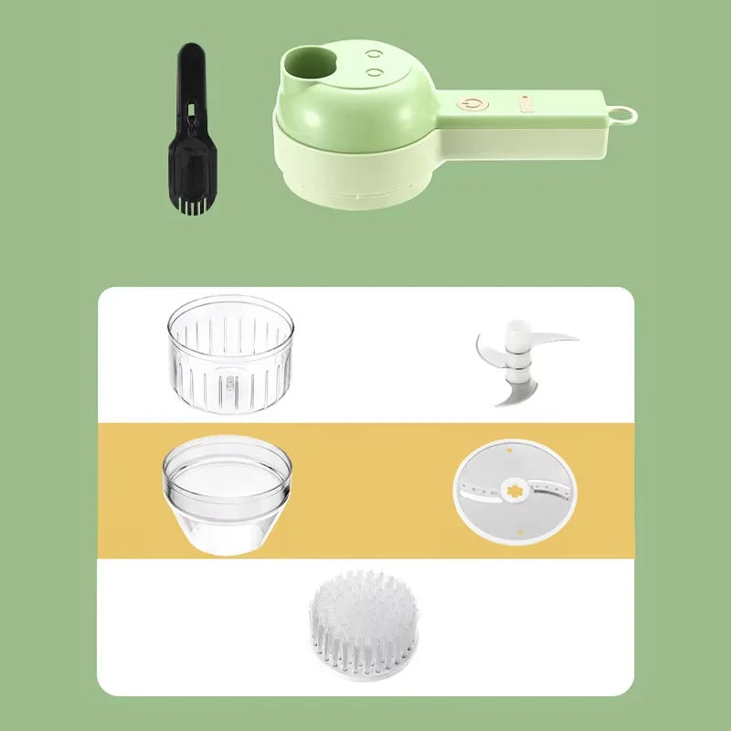 4in1 Electric Vegetable Cutter Home Handheld Wireless Electric Garlic Masher Food Chopper Meat Grinder Fruit Peeler Food Slicer