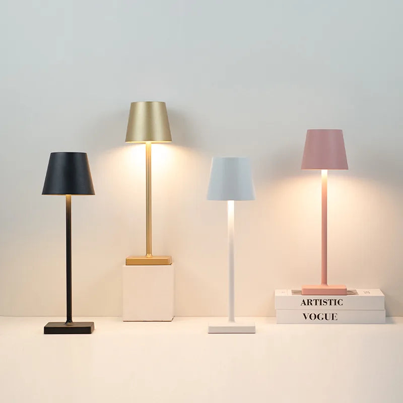 Wireless touch LED charging table lamp with 3-level dimming, suitable for bedside, dining room, bar, and desktop decoration