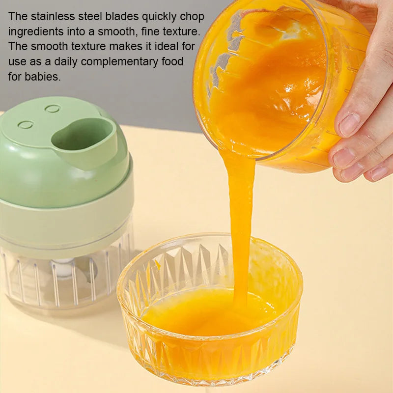 4in1 Electric Vegetable Cutter Home Handheld Wireless Electric Garlic Masher Food Chopper Meat Grinder Fruit Peeler Food Slicer
