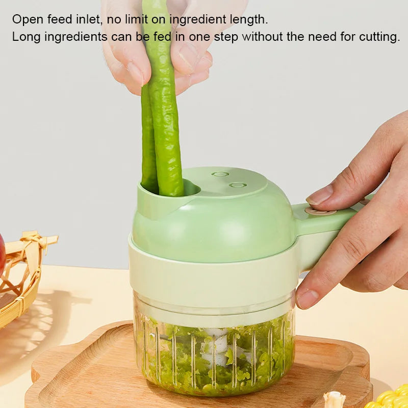 4in1 Electric Vegetable Cutter Home Handheld Wireless Electric Garlic Masher Food Chopper Meat Grinder Fruit Peeler Food Slicer