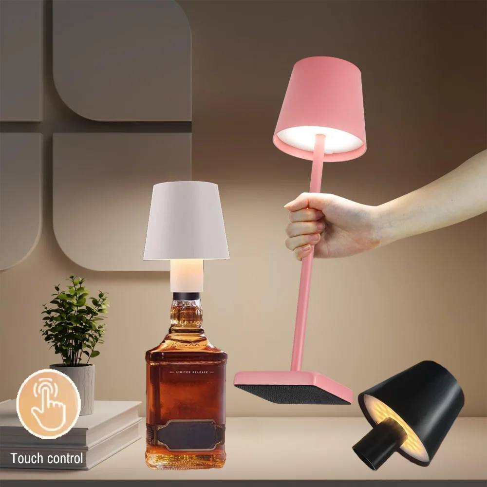 Wireless touch LED charging table lamp with 3-level dimming, suitable for bedside, dining room, bar, and desktop decoration