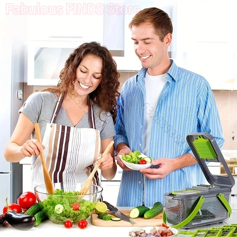 22 In1 Kitchen Vegetable Chopper Multifunctional Fruit Food Shredded Cutter Slicer With Container Box Onion Potato Carrot Mincer